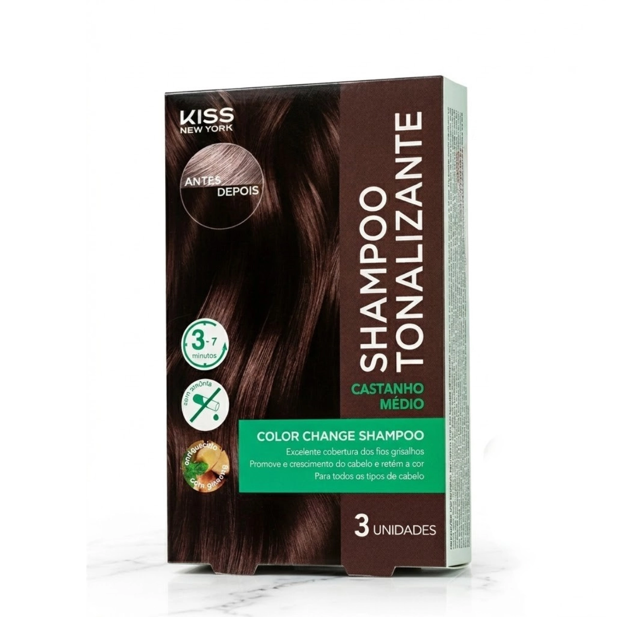 SHAMPOO TONALIZANTE VEGANO COM RAPIDA COLORAÇÃO CASTANHO MEDIO KNY