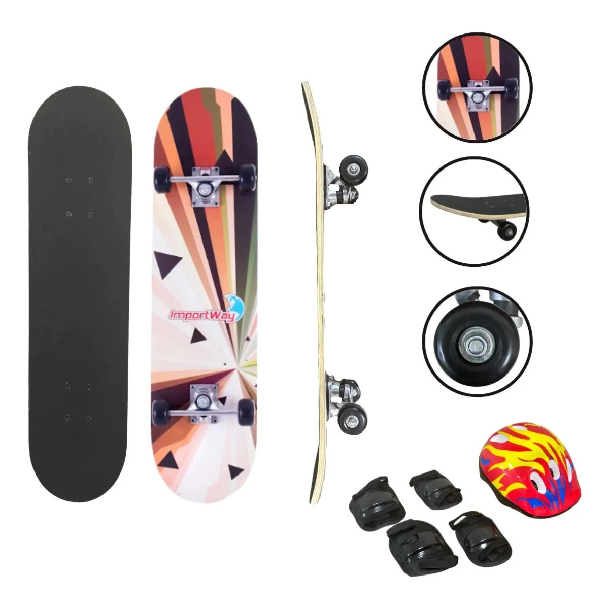 SKATE INFANTIL 31 POLEGADAS COM KIT DE PROTEÇÃO IMPORTWAY BW014K
