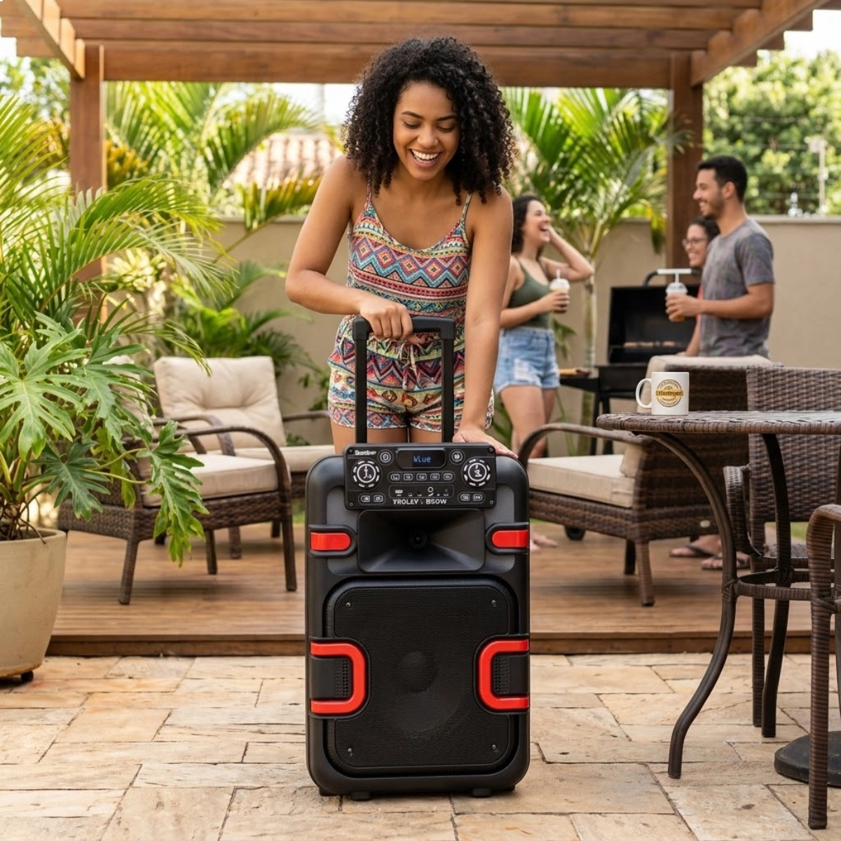 SOM AMPLIFICADA BLUETOOTH 850W LED TROLLEY 850 BOMBER