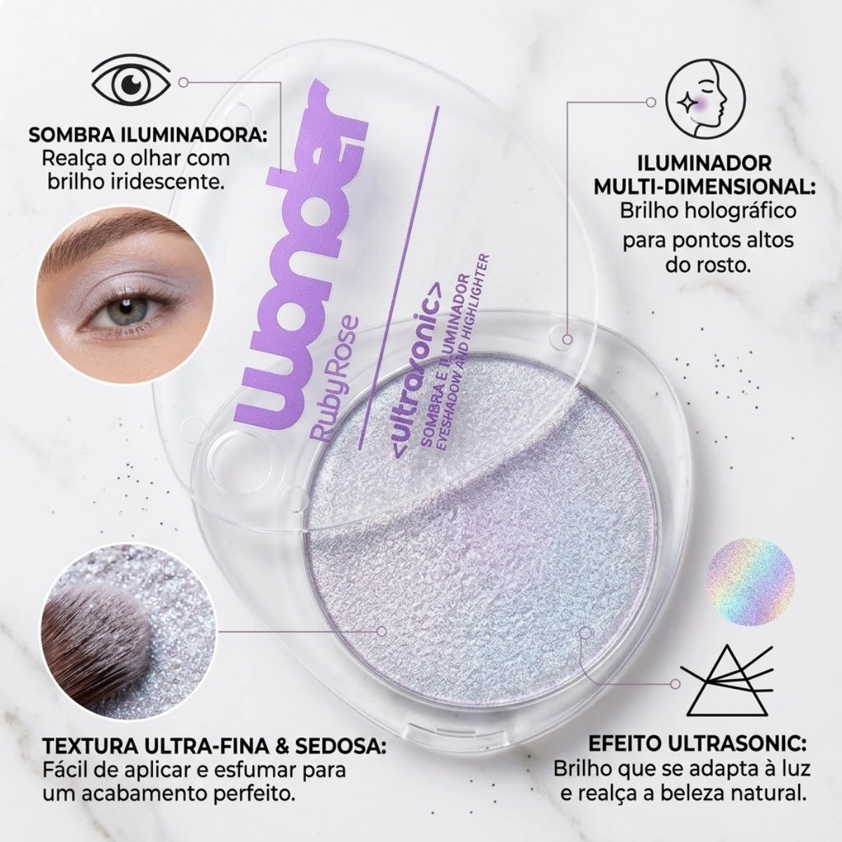 SOMBRA E ILUMINADOR VELOCITY WONDER ESPELHADO RUBY ROSE