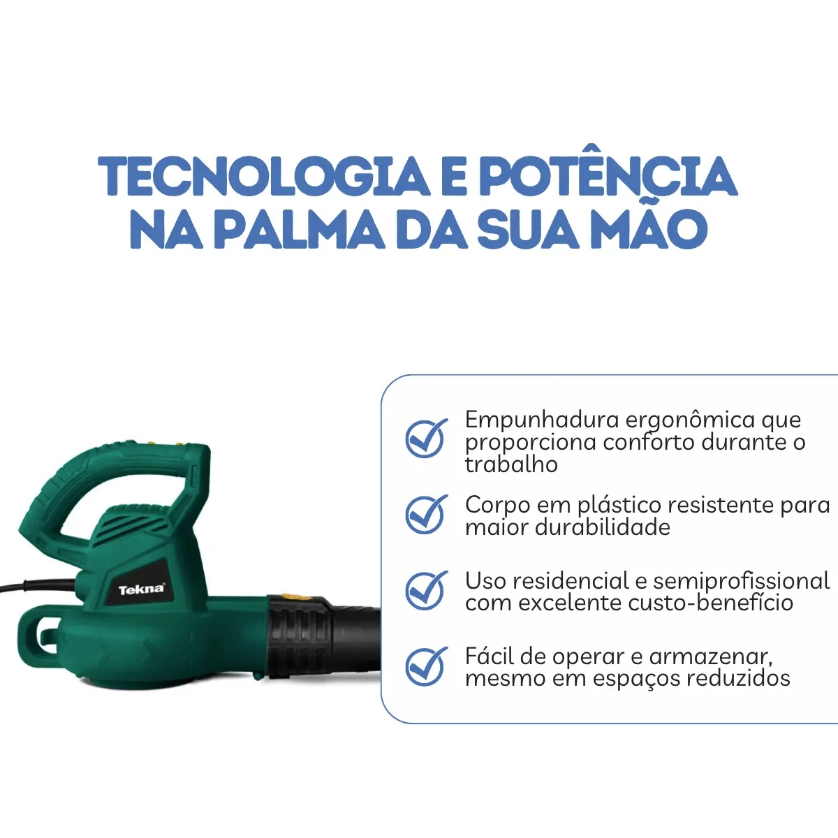 SOPRADOR DE FOLHAS ELETRICO 220V 2000W ULTRA DESEMPENHO TEKNA VERDE
