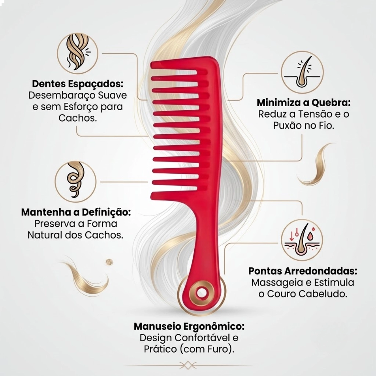 SUPER PENTE DE CABELO DENTES LARGOS E LONGOS MARCO BONI SUPER PENTE DE CABELO DENTES LARGOS E LONGOS MARCO BONI