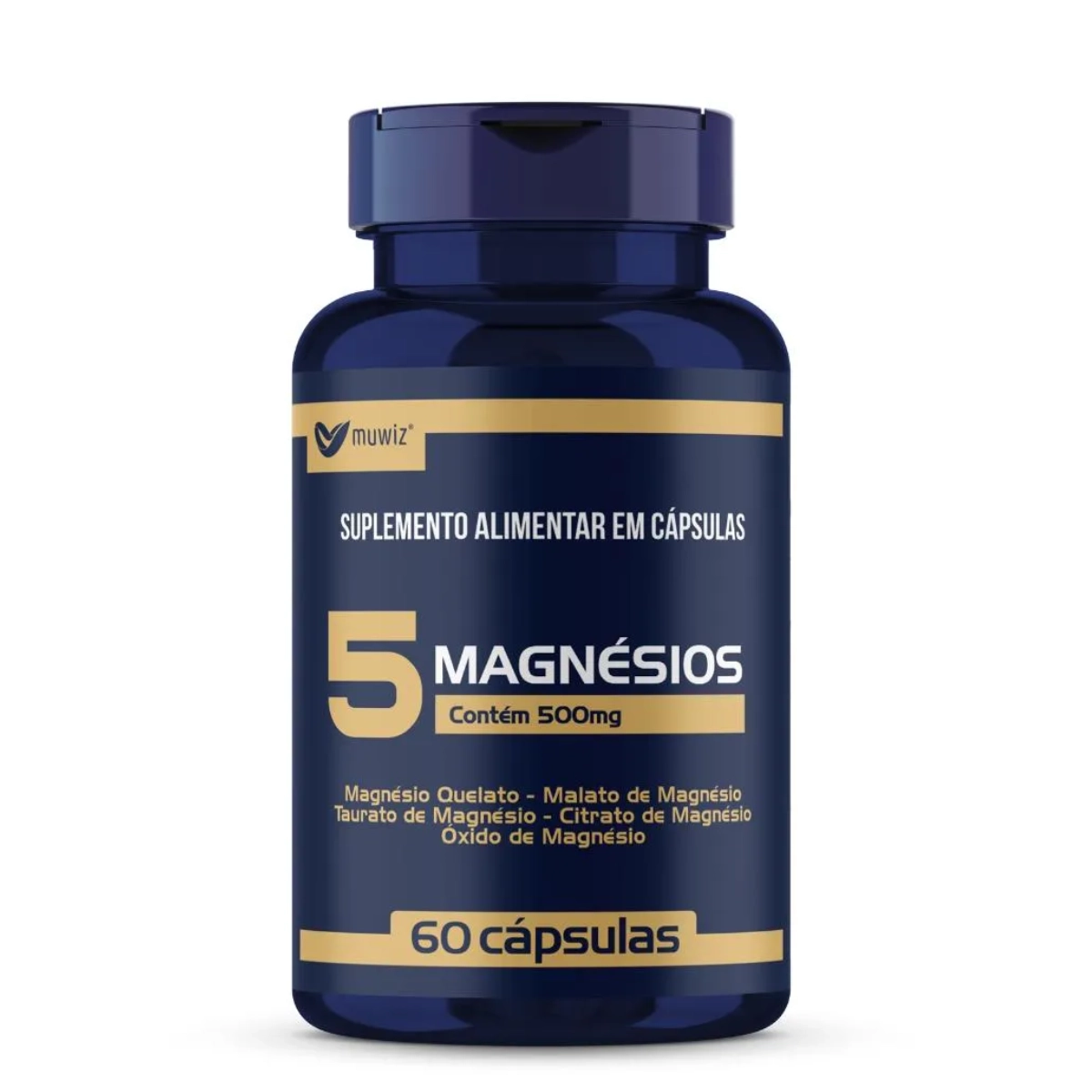 SUPLEMENTO ALIMENTAR 5 MAGNÉSIOS 60 CÁPSULAS 500MG MUWIZ