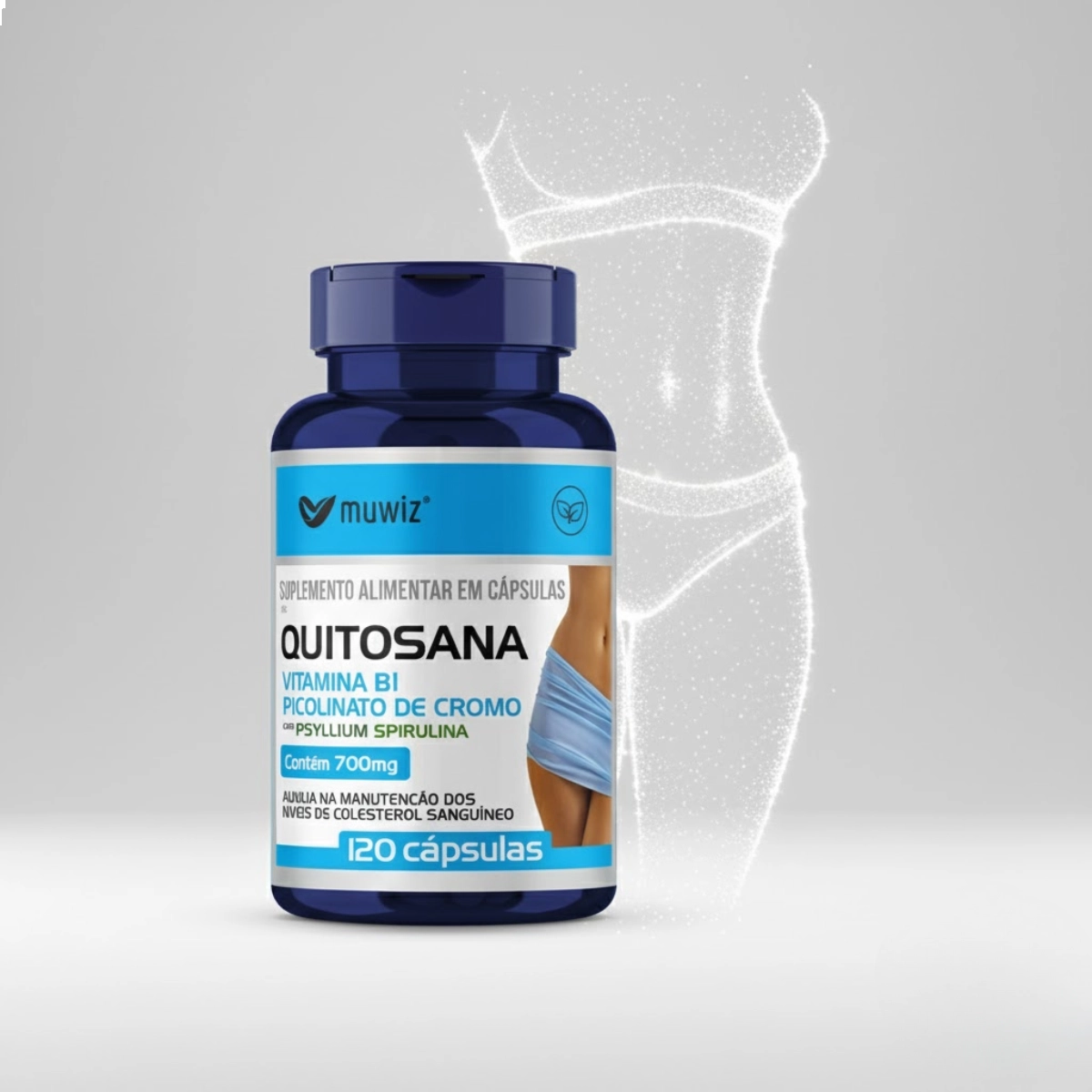 SUPLEMENTO ALIMENTAR QUITOSANA SPIRULINA PSYLIUM 600MG 120 CAPSULAS