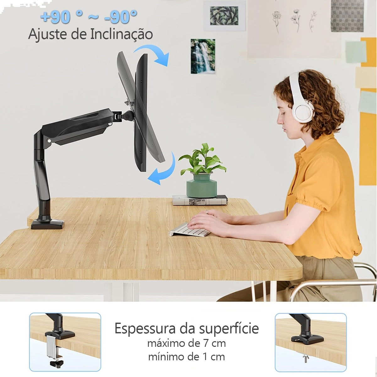SUPORTE DE MESA ARTICULADO PARA MONITOR COM PISTÃO A GÁS SUPORTE DE MESA ARTICULADO PARA MONITOR COM PISTÃO A GÁS