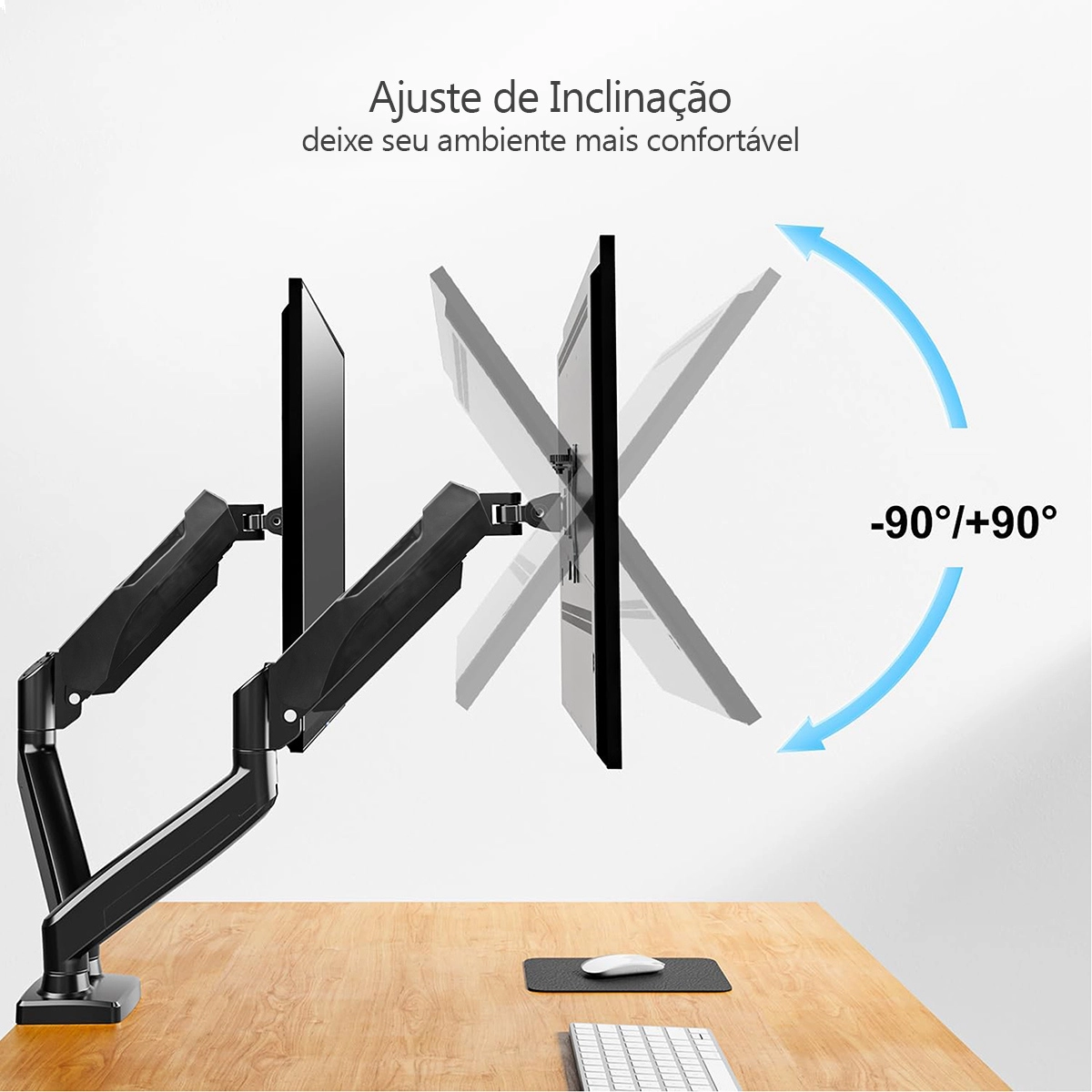 SUPORTE DE MESA ARTICULADO PARA MONITORES COM PISTÃO A GÁS