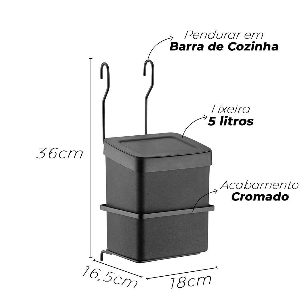 Suporte para Lixeira Schmitt de Aço Carbono Preto Fosco