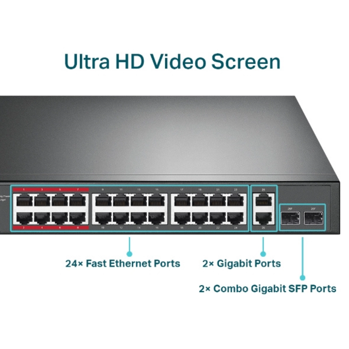 SWITCH NÃO GERENCIÁVEL COM 24-PORTAS TL-SL1226P POE+ E 2-PORTAS GIGABIT