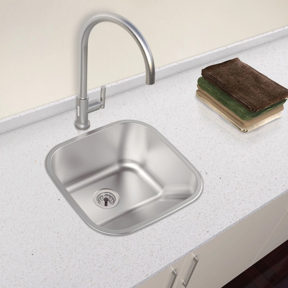 TANQUE DE ENCAIXE 25L EM AÇO INOX ESCOVADO COMPACTO 40X40CM