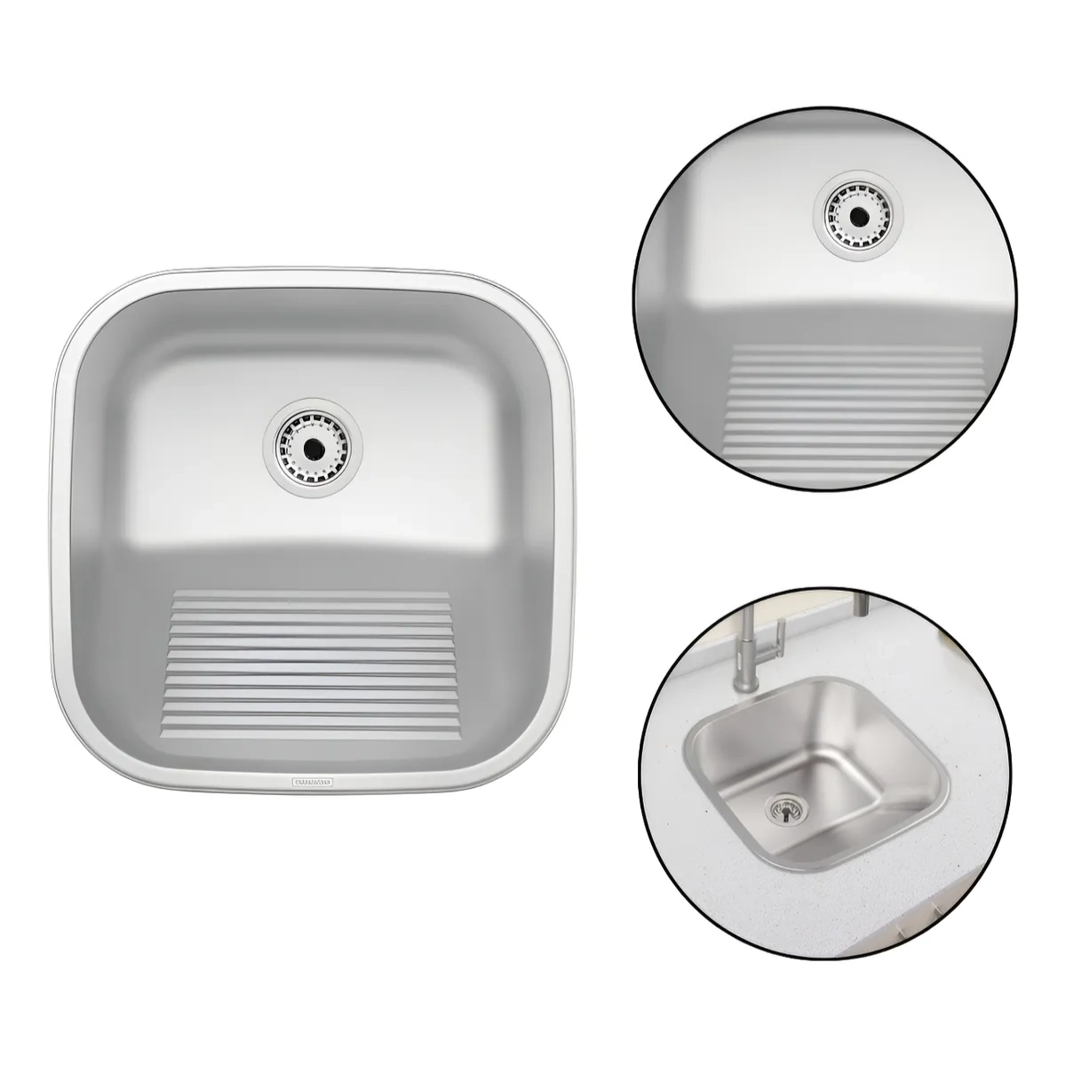 TANQUE DE ENCAIXE 25L EM AÇO INOX ESCOVADO COMPACTO 40X40CM