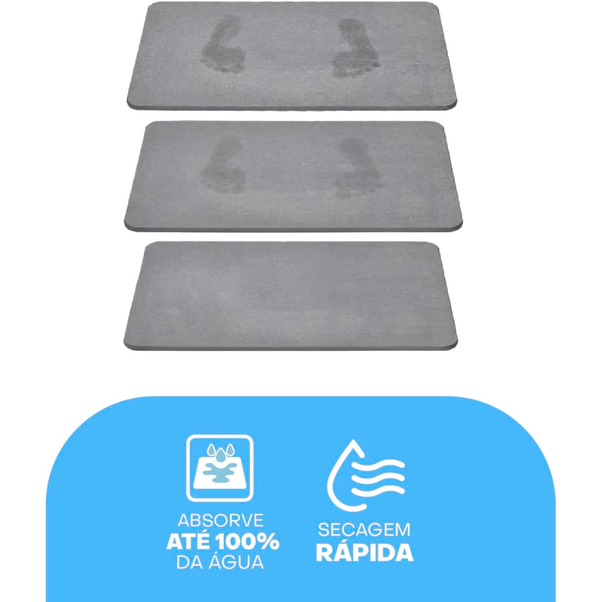 TAPETE DE PEDRA ASBSORVENTE DIATOMITA PARA BANHEIRO CINZA