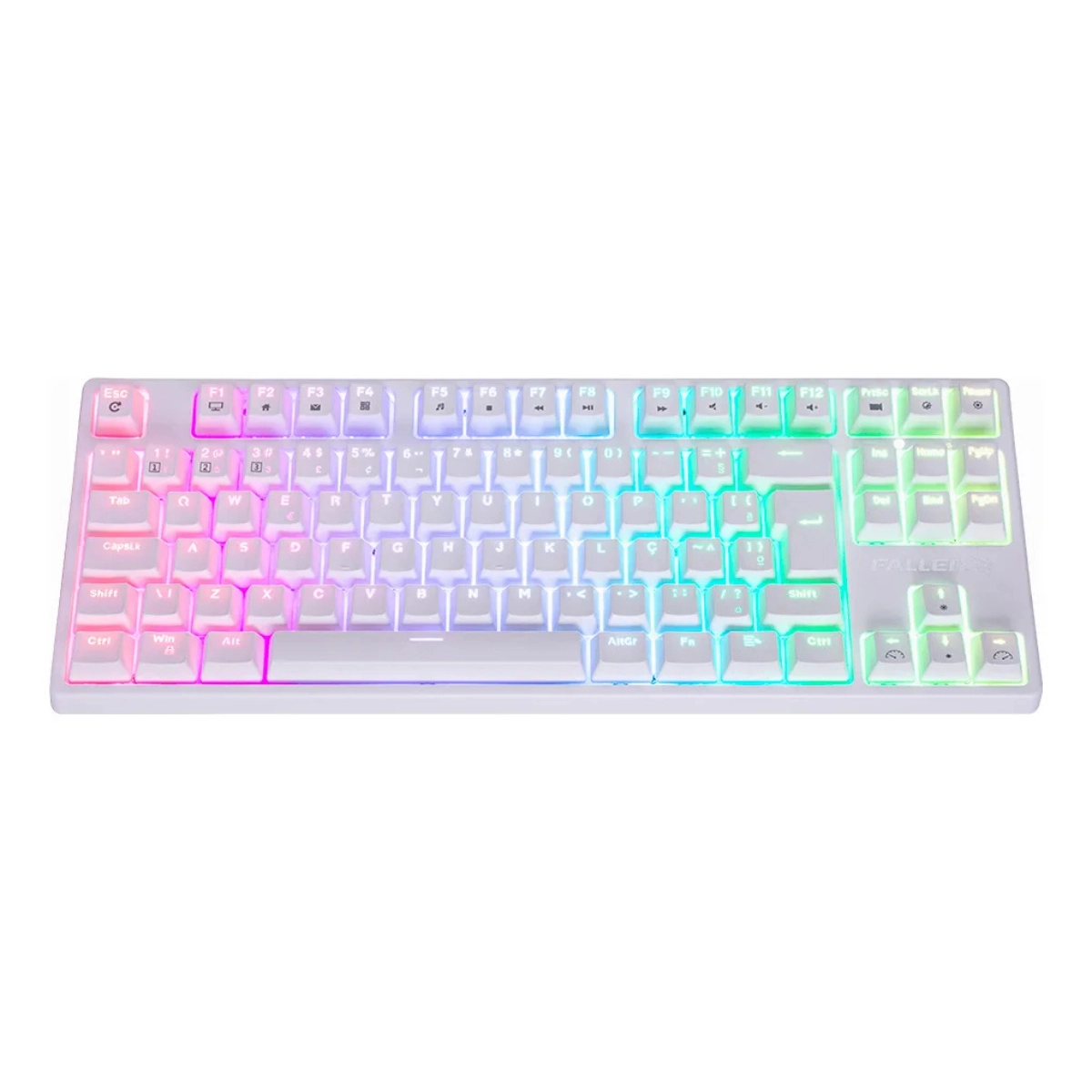 TECLADO GAMER RGB FALLEN PANTERA PRO SWITCH AZUL 1MS BRANCO TKL