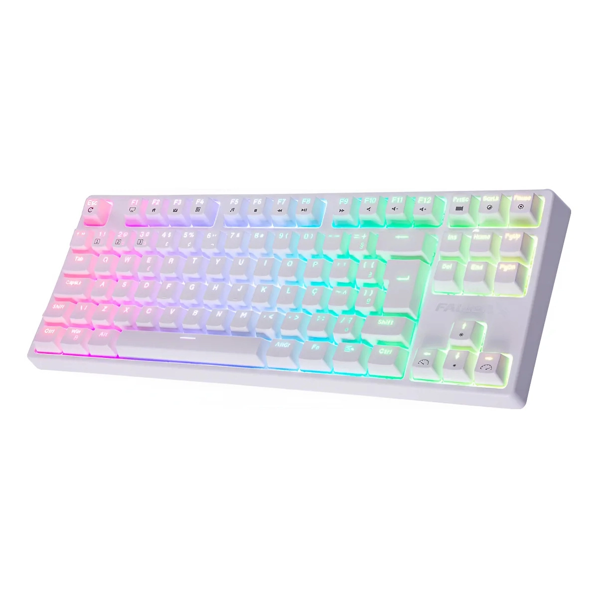 TECLADO GAMER RGB FALLEN PANTERA PRO SWITCH PRATA 1MS BRANCO TKL