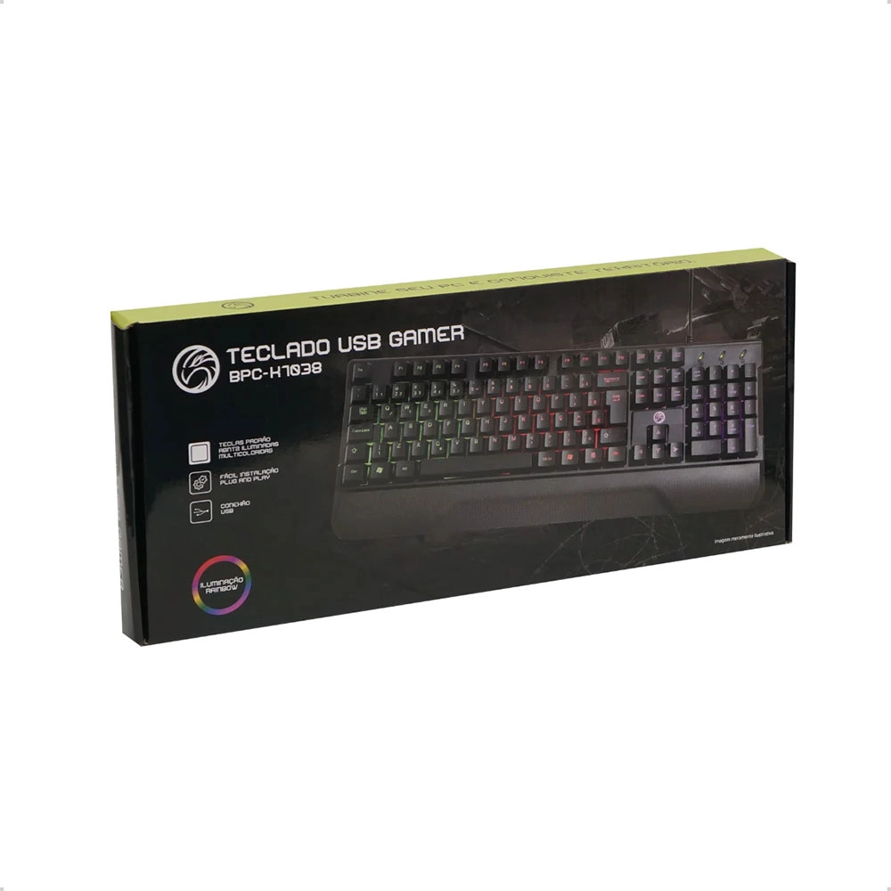 Teclado Gamer Semi Mecanico Iluminação Rainbow Bpc-k7038 Teclado Gamer Semi Mecanico Iluminação Rainbow Bpc-k7038