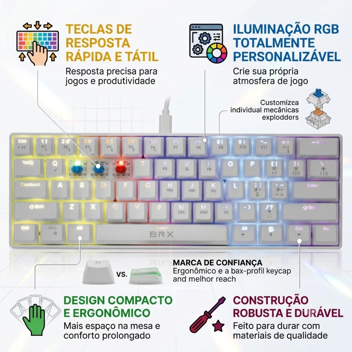 TECLADO MECANICO GAMER BTX MW405 RGB ANTI-GHOSTING ABNT2