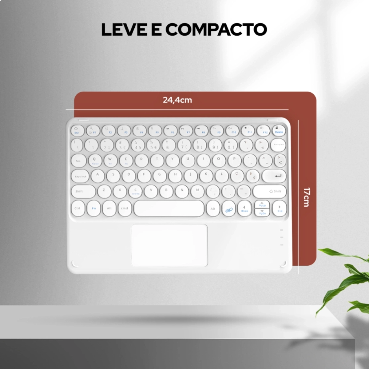 TECLADO TRACKPAD BLUETOOTH WB BRANCO TABLET IPAD E CELULAR