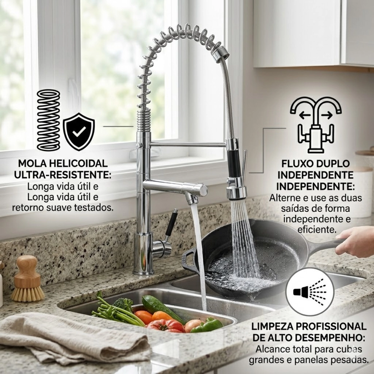 Torneira Cozinha Gourmet Tor-001 Mono. 50Cm com Ducha Domum Torneira Cozinha Gourmet Tor-001 Mono. 50Cm com Ducha Domum