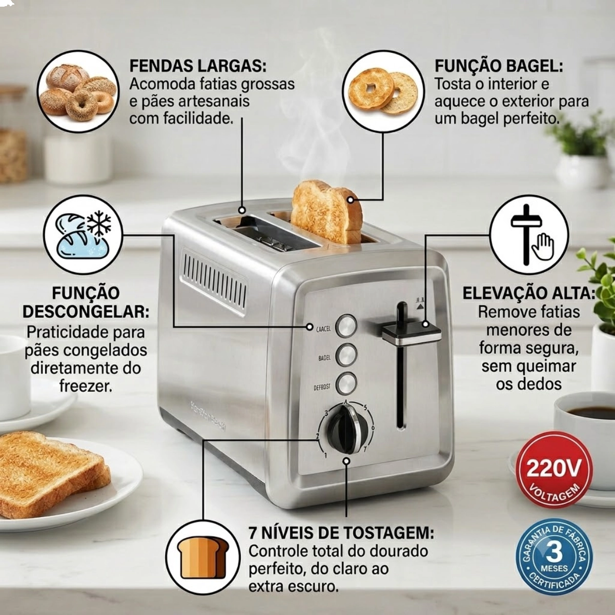 Torradeira Philco PTR02I 6 Níveis de Tostagem 850W Inox 220V Torradeira Philco PTR02I 6 Níveis de Tostagem 850W Inox 220V