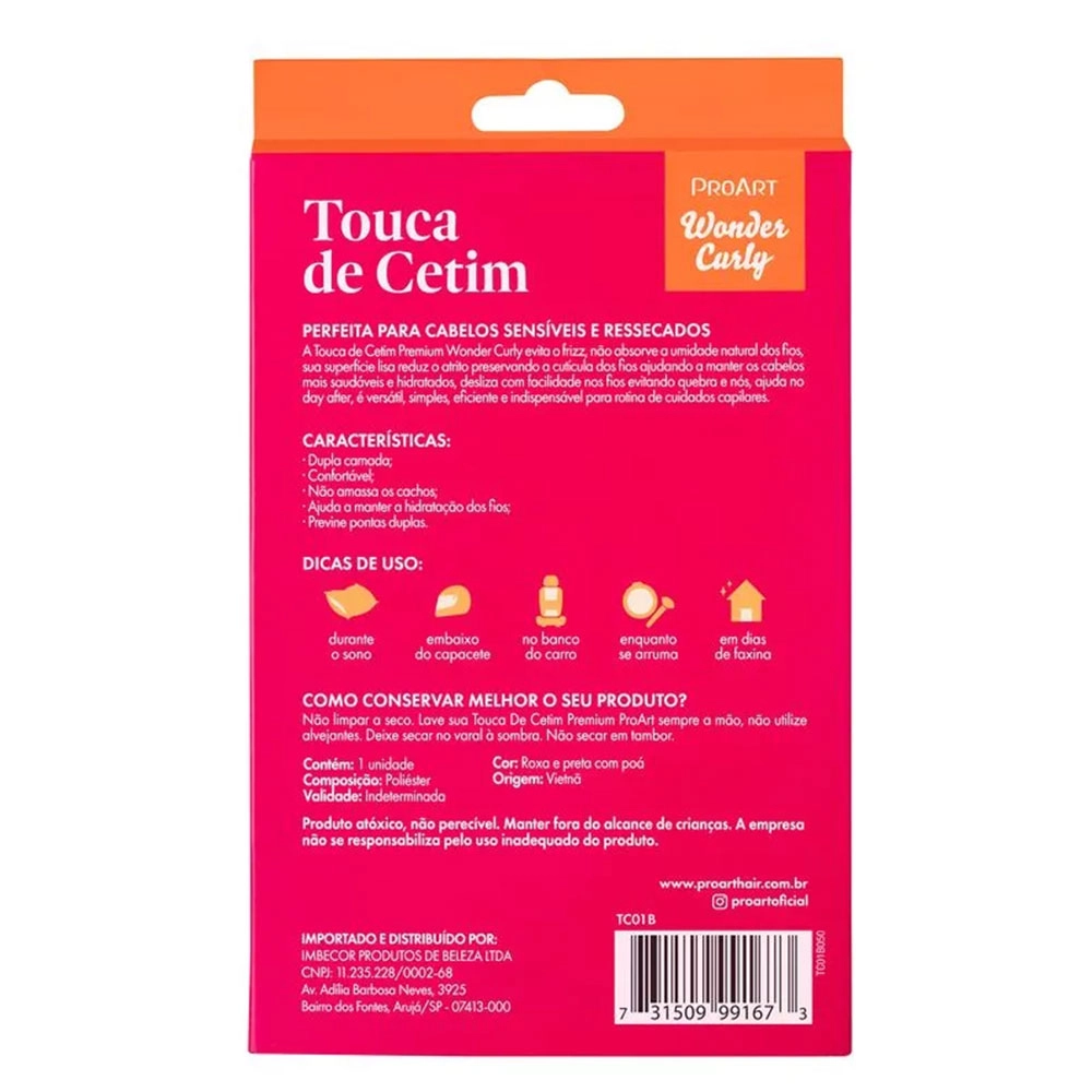 TOUCA DE CETIM PROART DUPLA CAMADA TAMANHO G PRETA
