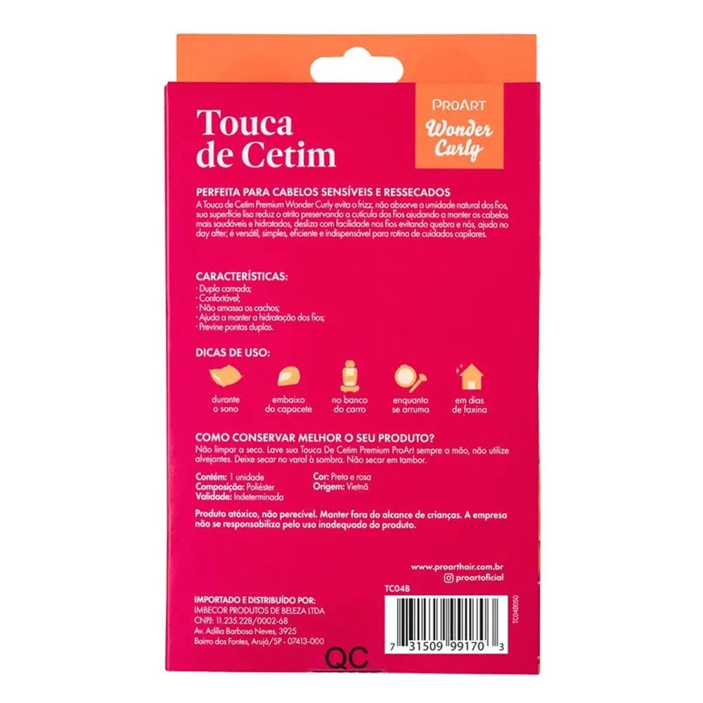 TOUCA DE CETIM PROART DUPLA CAMADA TAMNHO GG ROSA