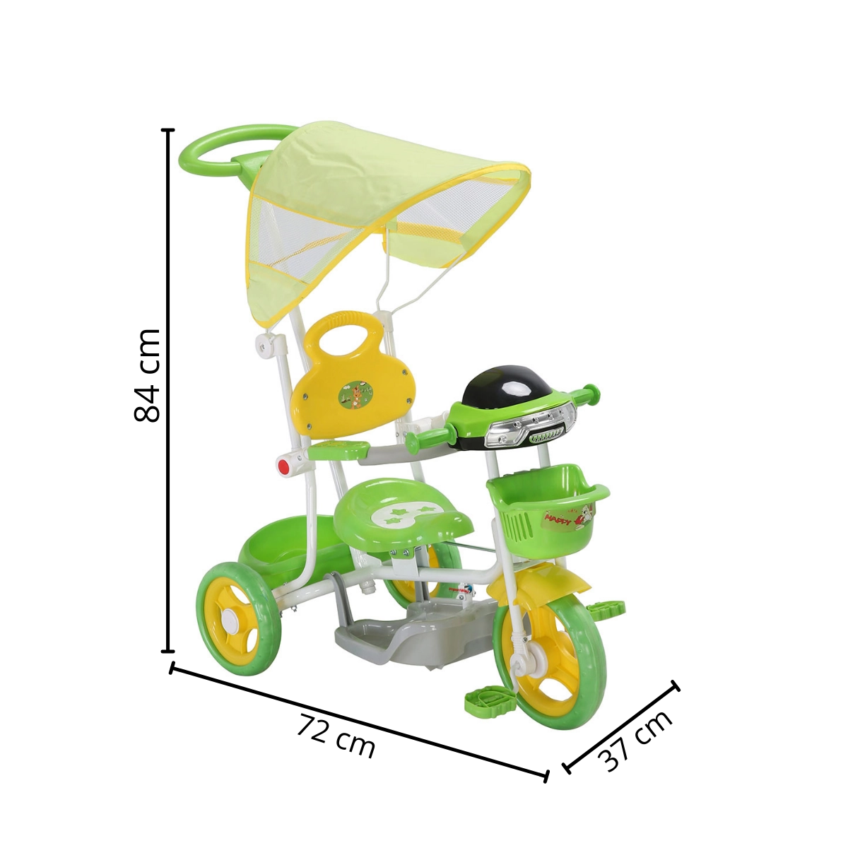 Triciclo Infantil 2 Em 1 Toldo Luzes Música Verde Importway