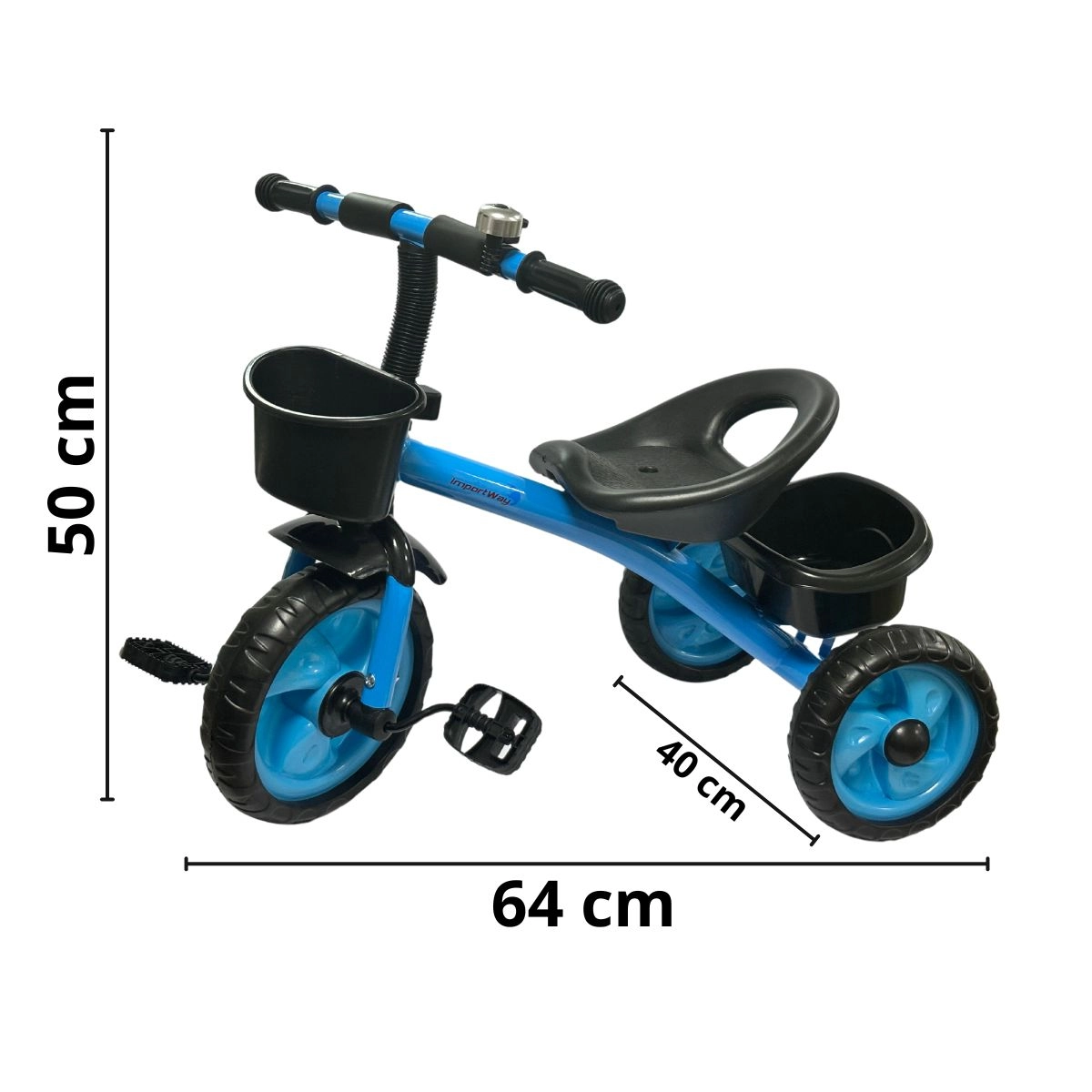 TRICICLO INFANTIL COM PEDAL PRETO E AZUL - IMPORTWAY