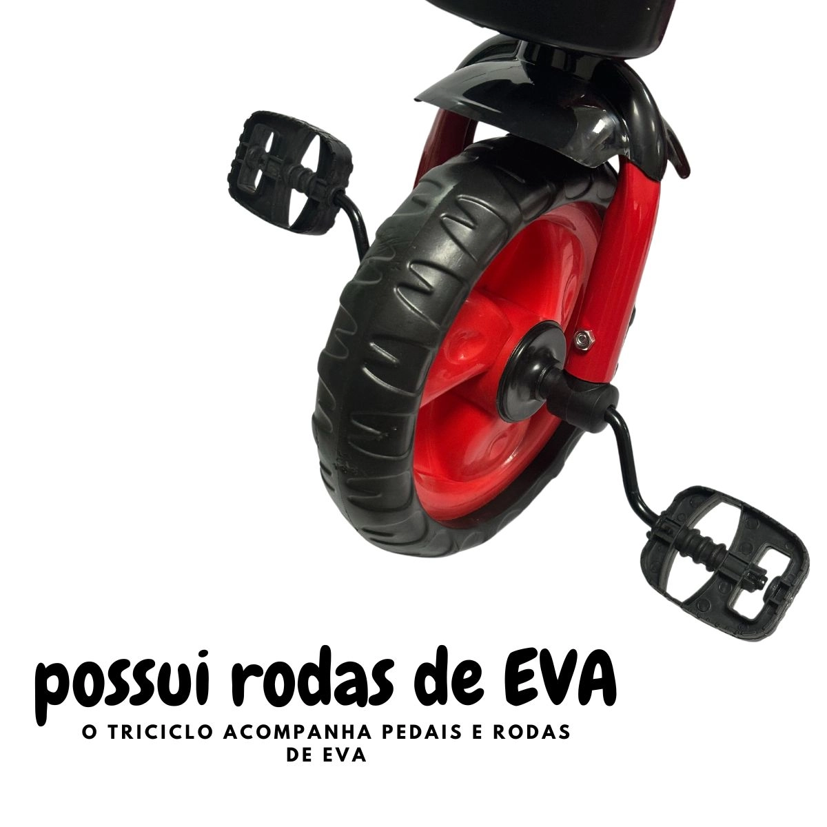 TRICICLO INFANTIL COM PEDAL PRETO E VERMELHO - IMPORTWAY