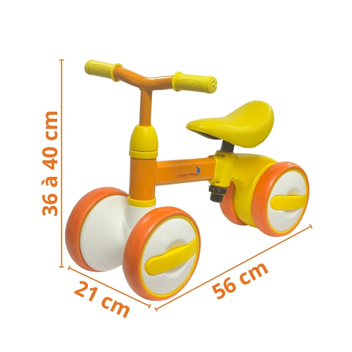 TRICICLO INFANTIL DE EQUILÍBRIO 4 RODAS SEM PEDAL AMARELO 