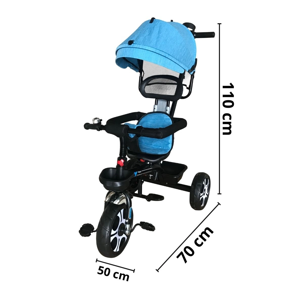 TRICICLO INFANTIL DE PASSEIO COM EMPURRADOR AZUL  - IMPORTWAY