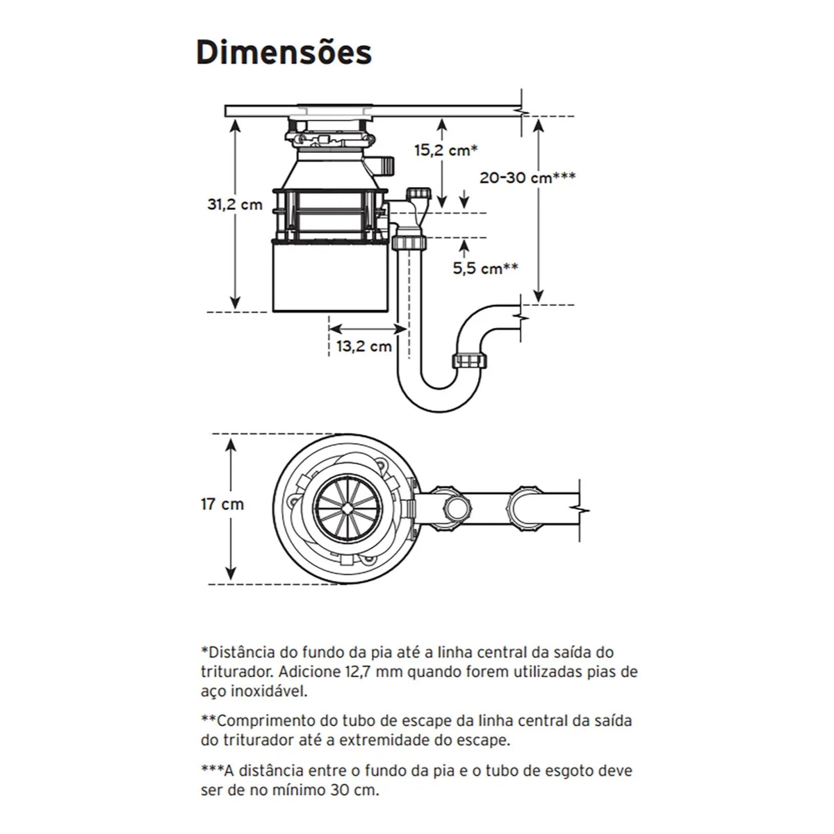TRITURADOR DE ALIMENTOS PIA INSINKERATOR 220V STANDARD 460 ECOLÓGICO PRETO