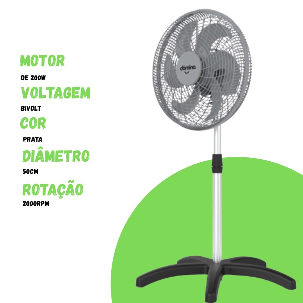 Ventilador de Coluna Dômina Oscilante 50 cm Prata Bivolt Ventilador de Coluna Dômina Oscilante 50 cm Prata Bivolt