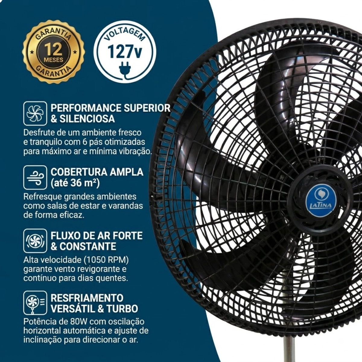 VENTILADOR DE COLUNA LATINA 50CM 6 PÁS SILENCIOSO V0653 127V VENTILADOR DE COLUNA LATINA 50CM 6 PÁS SILENCIOSO V0653 127V