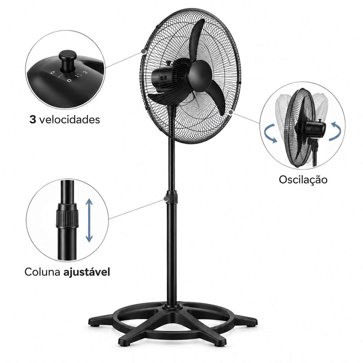 VENTILADOR DE COLUNA VENTISOL NEW 60CM 147W 3 VELOCIDADES OSCILANTE 127V PRETO VENTILADOR DE COLUNA VENTISOL NEW 60CM 147W 3 VELOCIDADES OSCILANTE 127V PRETO