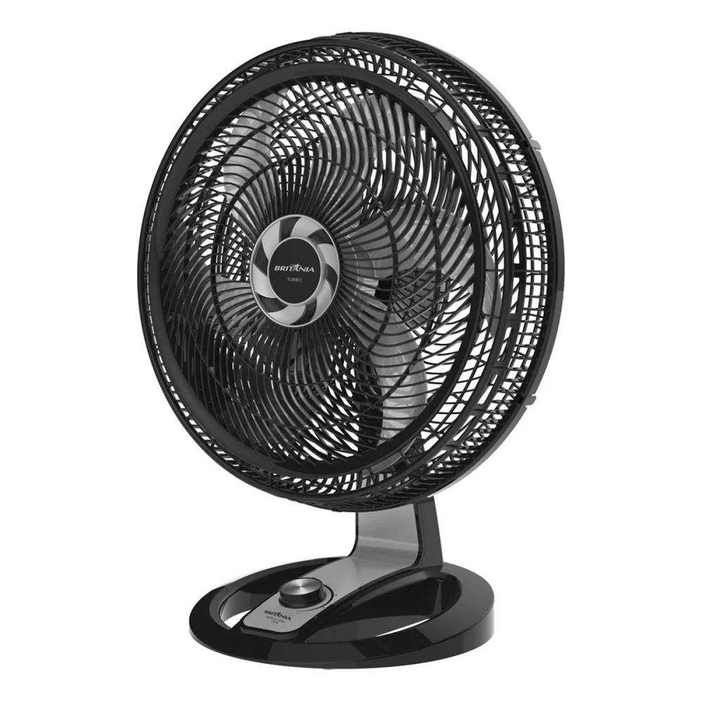 VENTILADOR DE MESA BRITANIA TURBO BVT510P 127V PRETO COM PÁS CINZA