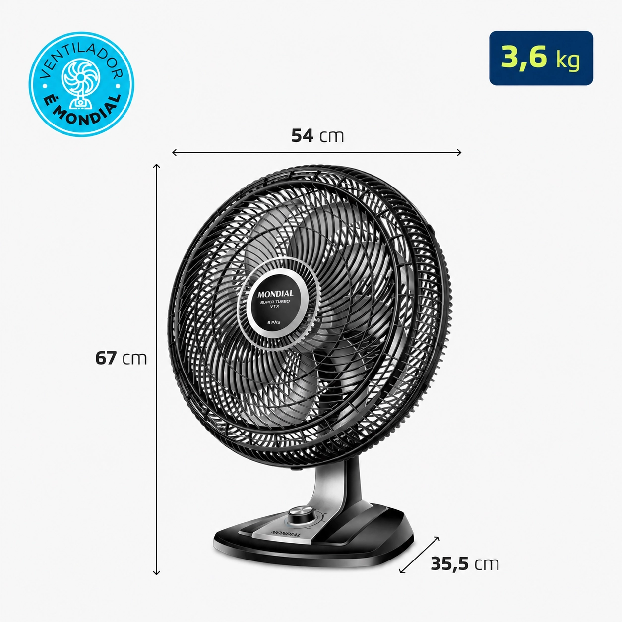 VENTILADOR DE MESA MONDIAL SUPER TURBO 50CM 8 PÁS 150W 3 VELOCIDADES PRETO 220V VTX-50-8P VENTILADOR DE MESA MONDIAL SUPER TURBO 50CM 8 PÁS 150W 3 VELOCIDADES PRETO 220V VTX-50-8P