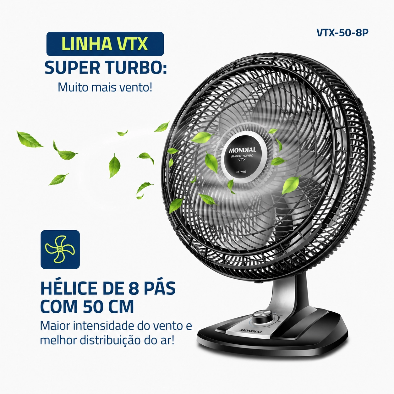 VENTILADOR DE MESA MONDIAL SUPER TURBO 50CM 8 PÁS 150W 3 VELOCIDADES PRETO 220V VTX-50-8P VENTILADOR DE MESA MONDIAL SUPER TURBO 50CM 8 PÁS 150W 3 VELOCIDADES PRETO 220V VTX-50-8P