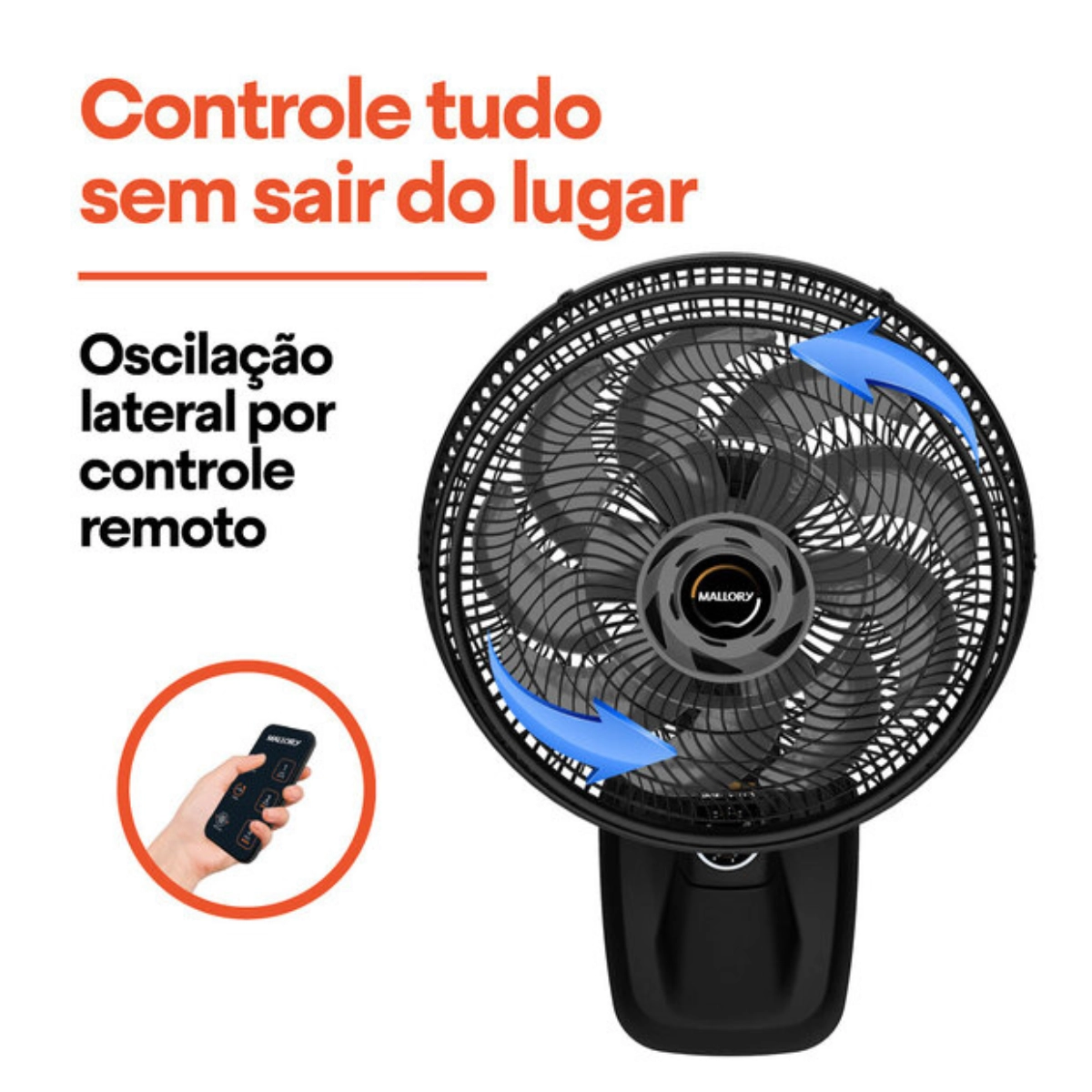 VENTILADOR DE PAREDE MALLORY SMART CONTROL 140W 3 VELOCIDADES 127V 40CM VENTILADOR DE PAREDE MALLORY SMART CONTROL 140W 3 VELOCIDADES 127V 40CM