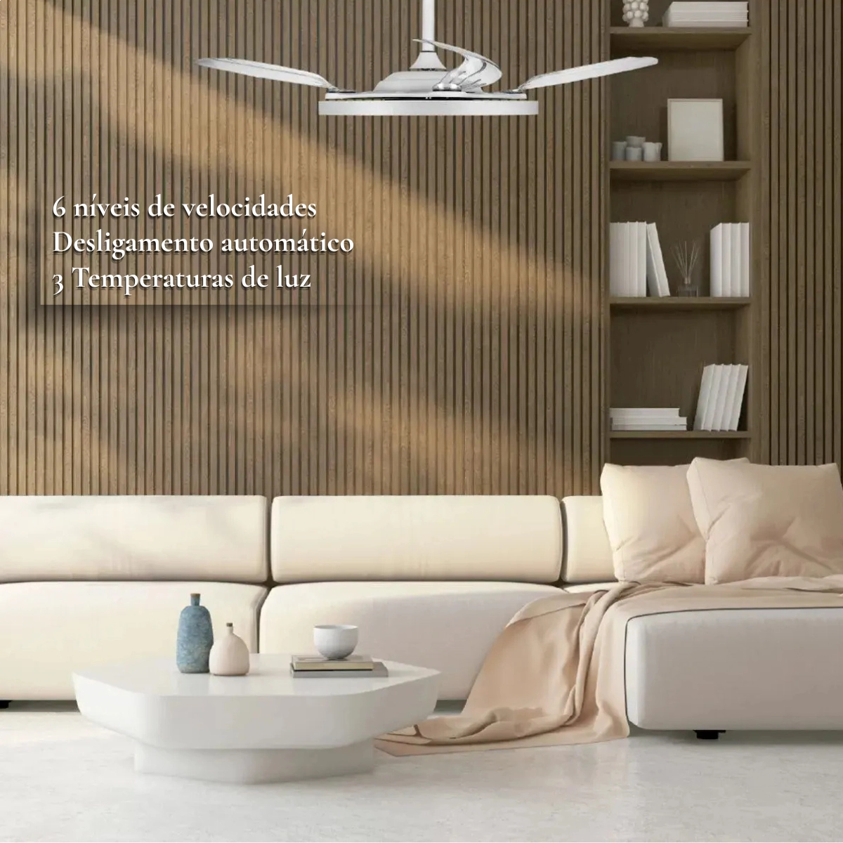 VENTILADOR DE TETO RETRÁTIL ELGIN SILENCE AIR PRO 4 PÁS 6 VEL BRANCO VENTILADOR DE TETO RETRÁTIL ELGIN SILENCE AIR PRO 4 PÁS 6 VEL BRANCO