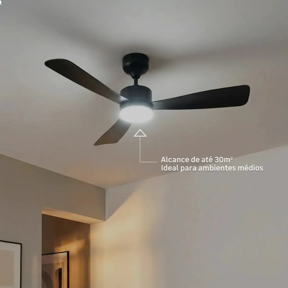VENTILADOR DE TETO SILENCE AIR 30W 3 PÁS 6 VELOCIDADES LED 18W PRETO VENTILADOR DE TETO SILENCE AIR 30W 3 PÁS 6 VELOCIDADES LED 18W PRETO