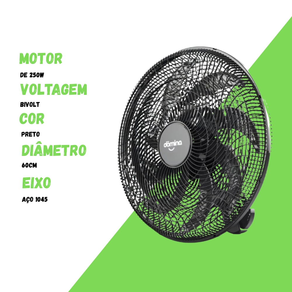 Ventilador Domina Eco Oscilante Parede 60 Cm Bivolt Preto Ventilador Domina Eco Oscilante Parede 60 Cm Bivolt Preto